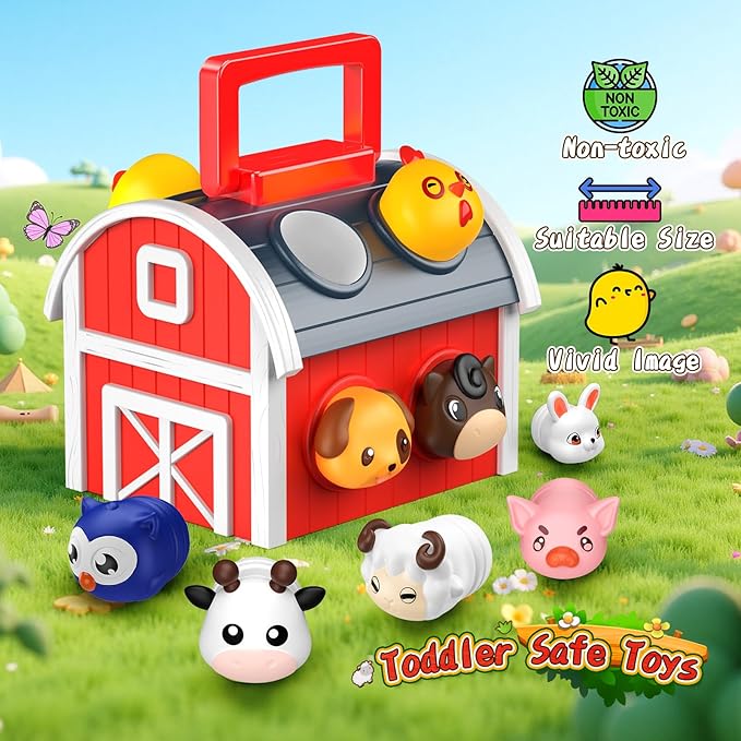 1-6 Year Old Girl Gifts, Animal Farm Montessori Toys for 1-5 Year Old Toddler Boy Toys 2-3 Farm Animals for Toddlers 1-3 Animal Toys Toddler Girl Toys Sensory Birthday Gifts for Girls