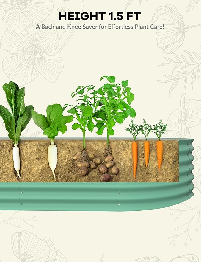 2 Pcs Raised Garden Beds Outdoor 8x2x1.5ft - Galvanized Steel Planter Box for Vegetables, Flowers, Rust-Resistant Garden Box, Easy Assembly Raised Beds, Durable Planters for Outdoor Plants, Green