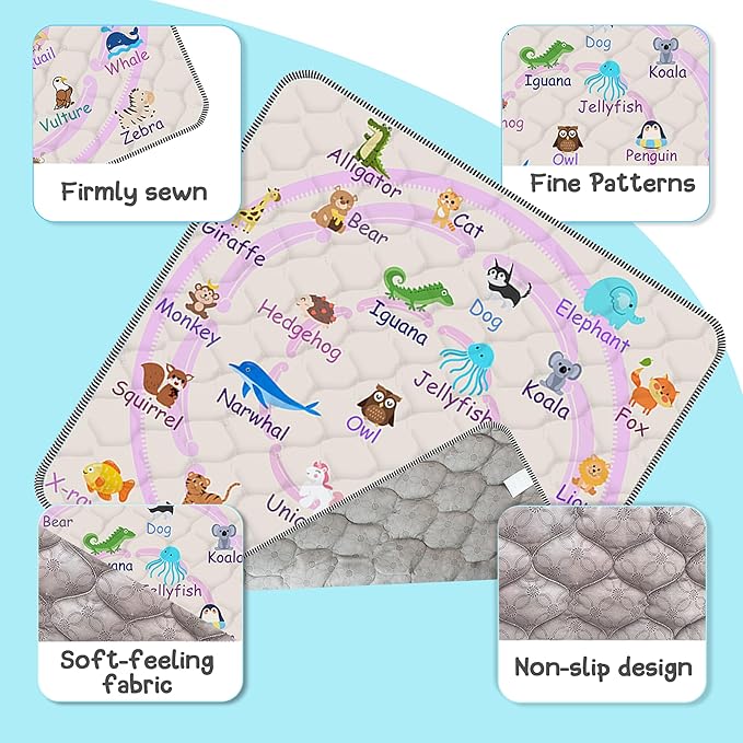 Baby Play Mat，Thick Soft 71" X 79" Playpen mat, Non-Slip and Machine Washable Baby Play Mats for Floor，Crawling Mat for Babies, Toddlers & Infants to Play and Learn(Pink Animal)