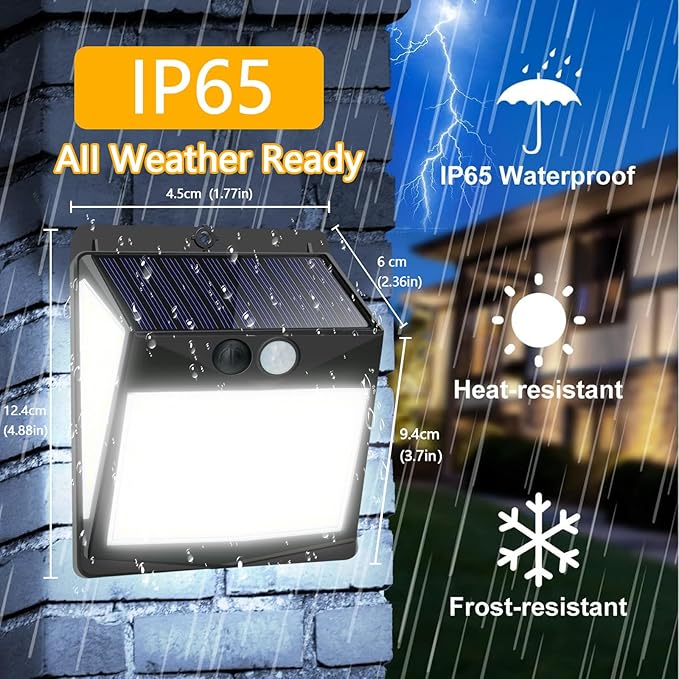 Solar Lights Outdoor 238 LED, 270° Wide Angle Motion Sensor Lights with 3 Modes, IP65 Waterproof Solar Powered Wall Lights for Yard Garden, Patio, Driveway(4 Pack)