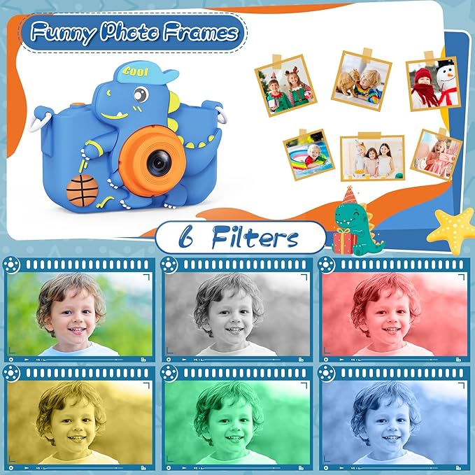 Kids Camera, Children's Camera for Kids Girls Boys, Toddler Camera Digital Camera for Kids, Christmas Birthday Gifts Toys for 3-12 Years Old Girls Boys, 1080P HD Selfie Video Camera with 32G SD