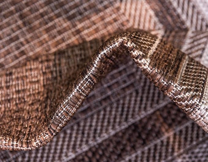 Unique Loom Outdoor Border Collection Area Rug - Soft Border (6' 1" x 9' Rectangle, Brown/ Ivory)