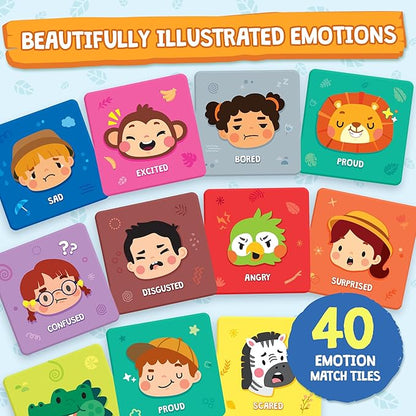 Find & Match - Feelings Safari | Animals & Emotions Matching Memory Game for Kids | Ages 3+ | Social Emotional Learning Toys and Activities | Play Therapy Games
