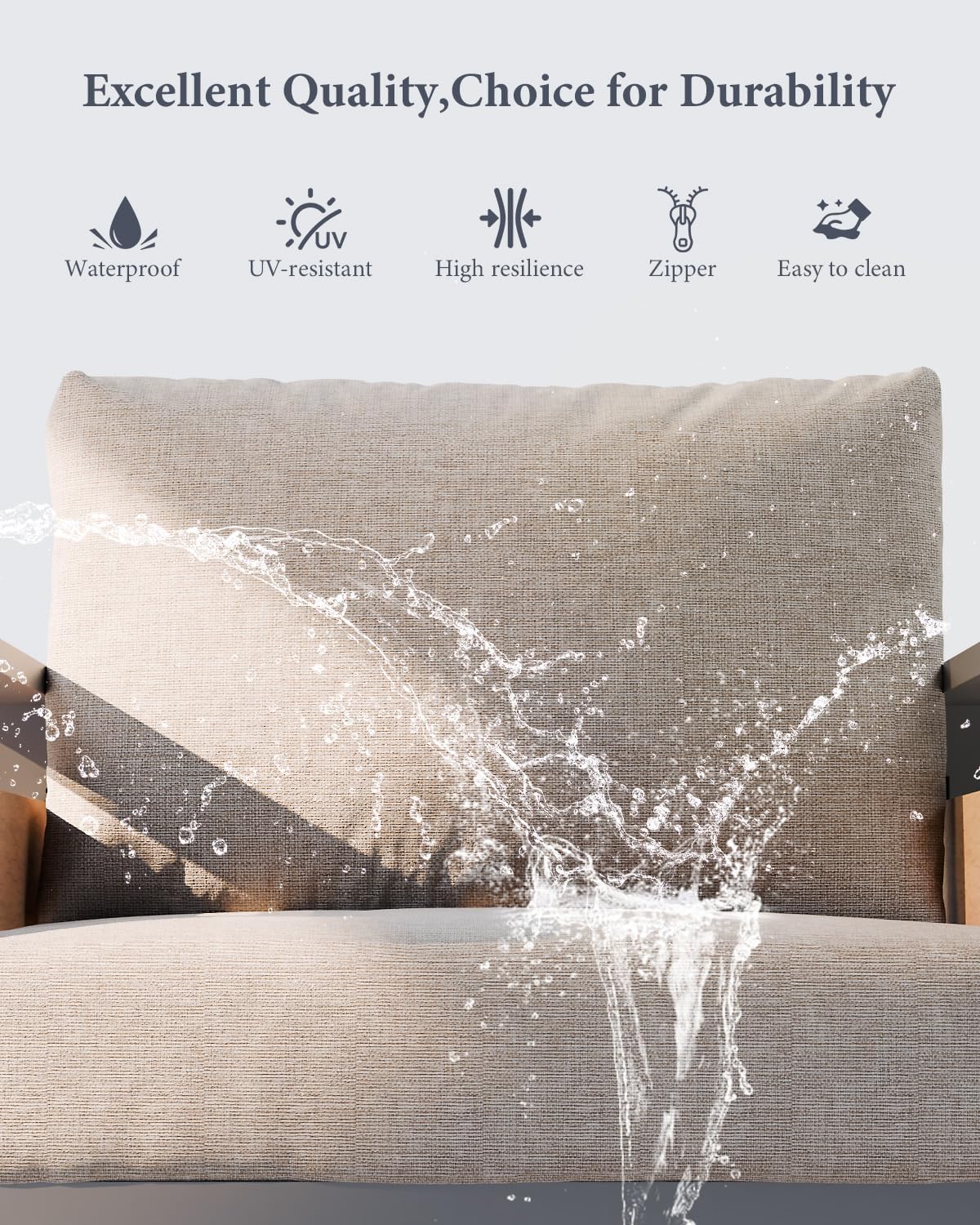 ZANDOR Outdoor Patio Conversation Sets, 4-Piece Aluminum Metal Outside Sectional Lawn Furniture with Coffee Table & Washable Thick Cushions,Seating Sofa for Garden/Backyard/Porch, Silver