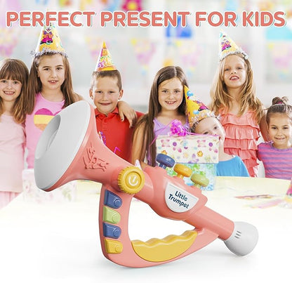 Contixo KT2 Musical Trumpet Toy for Kids, Pink Baby Educational Music Toys with Light Effects, Adjustable Volume, Multiple Rhythms, Easy Play Modes, Realistic Whistle Sounds for Toddler Boys Girls