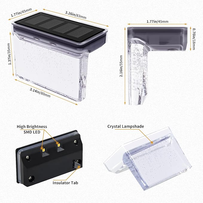 Solar Deck Lights Outdoor 16 Pack LED Step Fence Patio Wall Lights Garden Pathway Decoration Lighting, Accent Lighting (Warm White)