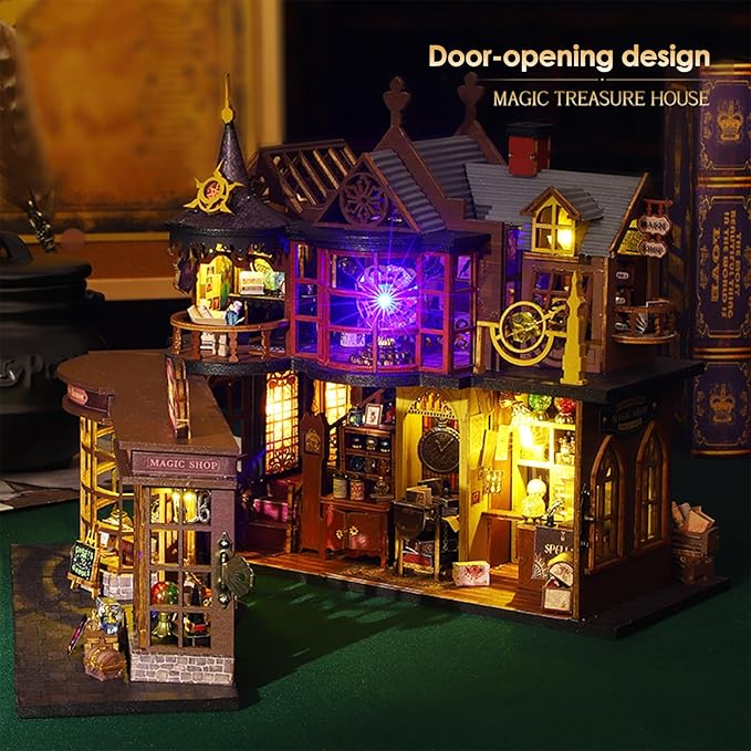Miniature House Kit, Tiny House Kit with Light, DIY Mini House Building Kits for Adults to Building, Unique Gift for Birthday Christmas, Treasure House