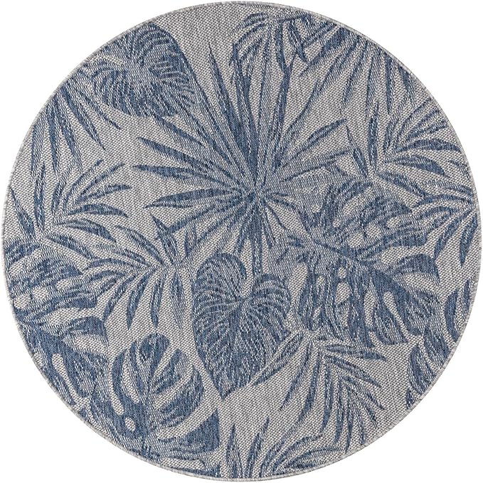 Keen Home Design Terrace Outdoor Round Rug - 8ft Round Washable Indoor/Outdoor Rug for Patio, Kitchen, Balcony, Beach, Garden, Deck and Porch, Size: 7'7" Round