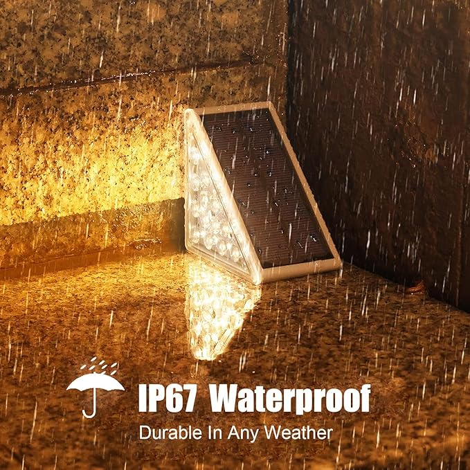 Solar Stair Lights Outdoor, 6 Pack Outdoor Solar Lights Waterproof IP67, Solar Step Lights for Outside, Patio, Decor, Yard, Garden, Front Door, Porch (Cool White)
