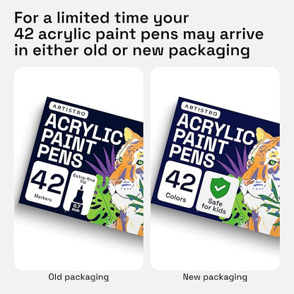 ARTISTRO 42 Acrylic Paint Pens, Art Set Acrylic Markers for Textile, Canvas, Rock, Glass, Wood, Paper, Pumpkin, DIY, Paint Markers for Kids and Adults