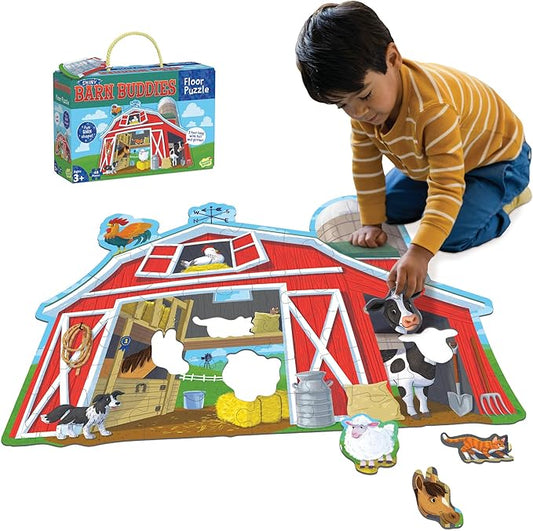 Peaceable Kingdom Shiny Barn Buddies Floor Puzzle - Farm Animal Puzzle for Kids Ages 3 and Up
