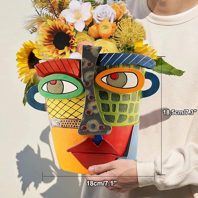 Brutalist Abstract Face Planters Pots Head, Unique Abstract Flower Pot, Funny Planters Decoration Flower Resin Face Flower Pot for Indoor and Outdoor Plants Colorful Funny Room Decor (Modern)