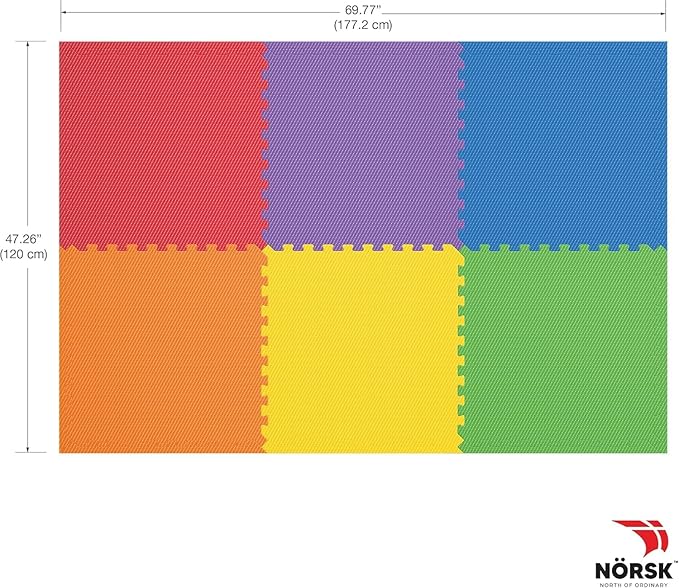 Norsk Dual-Sided Reversible 1/2" Foam Exercise Mats for Home Gym - Interlocking EVA Foam Tiles