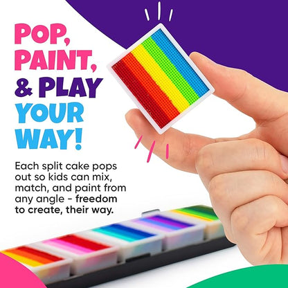 Blue Squid Face Painting Kit for Kids – Split Cake Face Paint Palette, 6 x 10g One Stroke Rainbow Colors, with Brushes & Stencils - Non-Toxic, Water Activated - Kids Party & Halloween Makeup Kit
