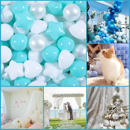 GOGOSO Ball Pit Balls Shapes for Kids - 100 Pieces Crush Proof Stress StarBalls BPA&Phthalate Free Non-Toxic Soft Plastic Ball for Baby Birthday Pool BallPit Accessories