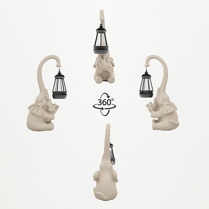 Solar Powered Outdoor Figurine Lights, 10 Inch Waterproof Animal Elephant Statue Light, Suitable for Decorations for Patio, Balcony, Lawn, Courtyard, Etc.(Chest)