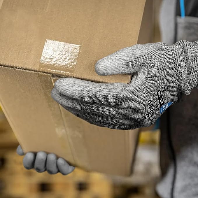 Schwer 240 Pairs ANSI A5 Cut Resistant Work Gloves, Cut Proof Gloves with PU Coating, Used for Metal Fabrication, WoodWorking, Construction, Non Slip, Durable, L, CR3088