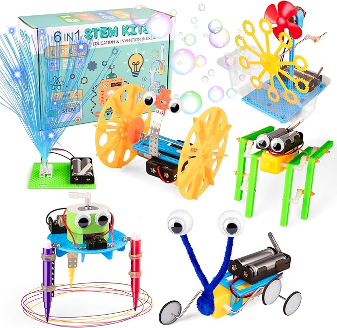 6-in-1 STEM Kit for Kids Ages 6-12, STEM Toys for Boys Ages 8-12, Robot Building Kit & Car Crafts for Kids, Science Activities Robotics Kits for 6 7 8 9 10 12 Year Old Boys Girl Birthday Gifts