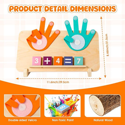 Preschool Learning Toys for Toddlers, Colorful Wooden Numbers Blocks, Finger Counting Montessori Toys for 3 4 5 Year Old