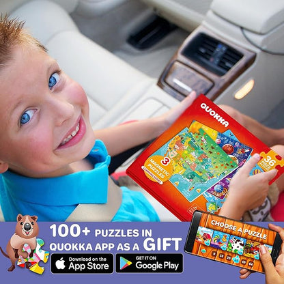 QUOKKA Magnetic Puzzles for Kids Ages 4-6 - 36 Pieces Sudoku Toddler Puzzles Ages 2-4 - Travel Games for Kids Ages 3-5 - USA Space World Toddler Travel Toys - Car Airplane Road Trip Games