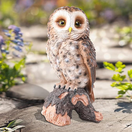 WONDER GARDEN Owl Statue Decor, Outdoor Resin Owl Figurine Owl Sculpture for Home Decor Porch Patio Lawn Yard Decorations or Housewarming Gifts