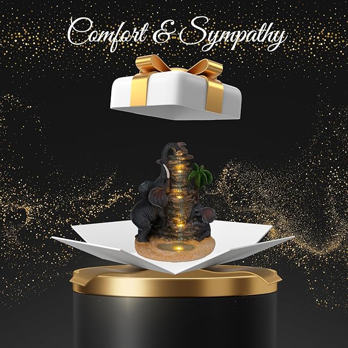 Outdoor Elephant Figurine Lights Animal Solar Garden Statue Decor, Decorative Mothers Day Mom Gifts, Outdoor Decor for Patio