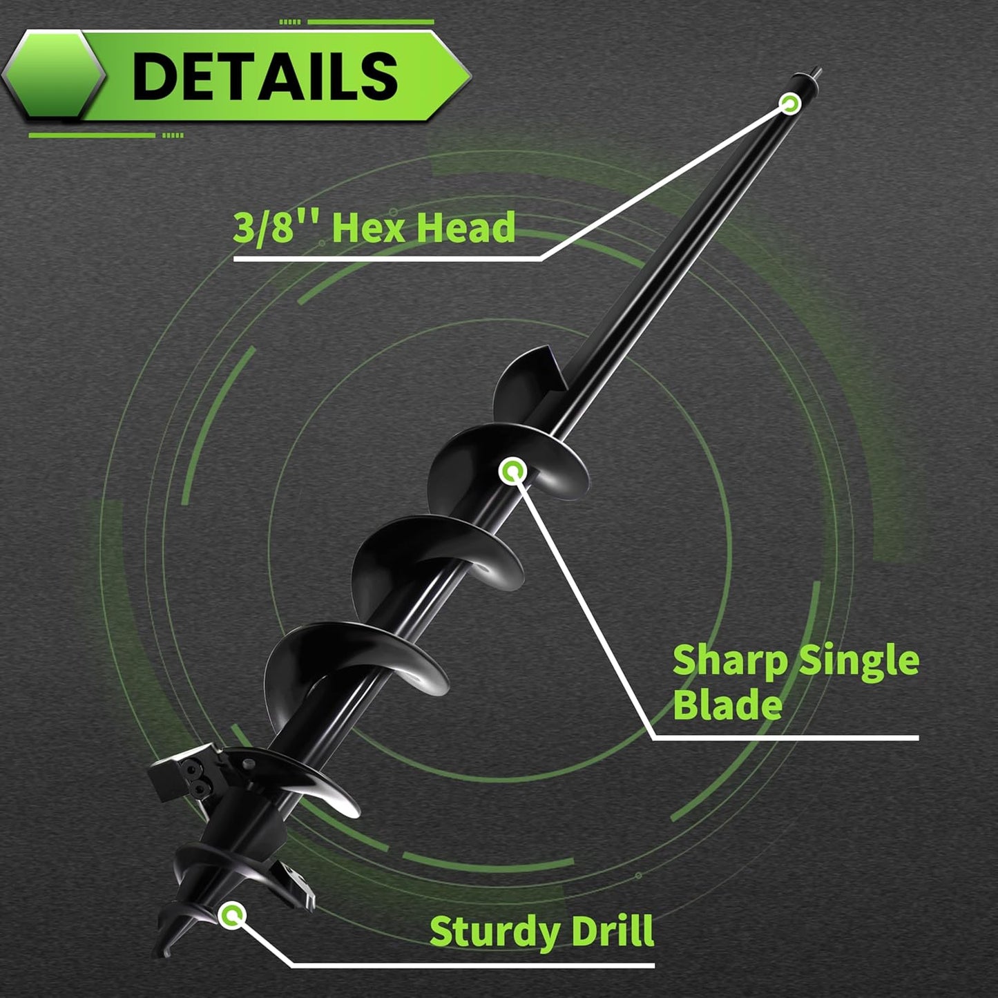 SYITCUN Auger Drill Bit for Planting - 3"X36" Heavy-Duty Garden Auger Spiral Drill Bit - Bulb Planter Tool & Auger Post Hole Digger - 3/8" Hex Drive Drill