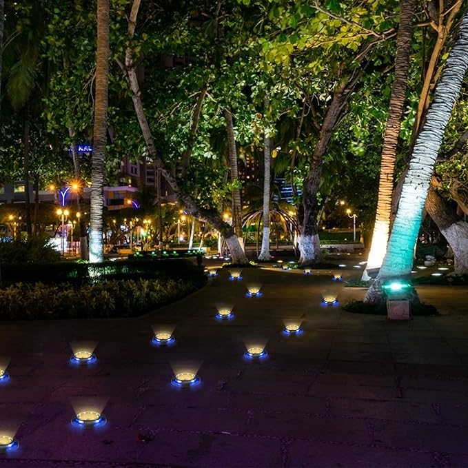 K.E.J. Solar Ground Lights 12 Pcs Disk Lights Outdoor - Waterproof In-Ground Lights,Solar Landscape Lighting as Valentine's Day Decorations Outdoor for Garden Pathway Yard Deck Walkway Driveway