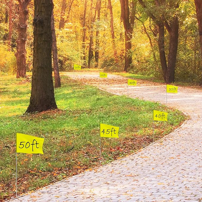 Zozen 50Pack Yellow Marking Flags, Writable/15x4x5 Inch, Yard Flags for Lawn & Irrigation & Landscape & Sprinkler & Survey & Dog Training.