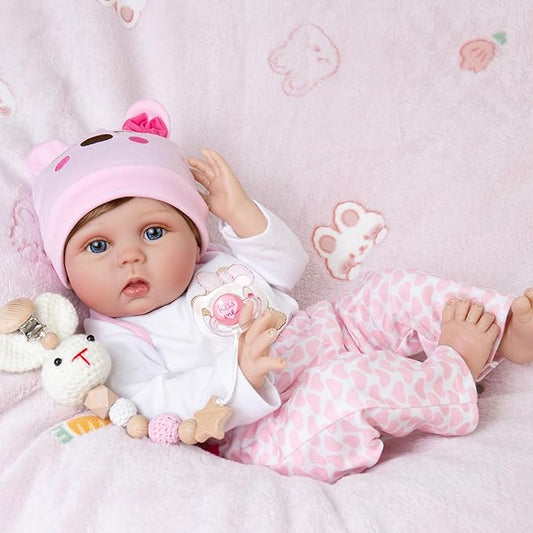 Lifelike Reborn Baby Dolls,22 Inch Realistic Baby Dolls That Look Real Soft Cloth Body Real Life Baby Doll Newborn Girls with Clothes and Toy Accessories Gift Set for Kids Age 3+