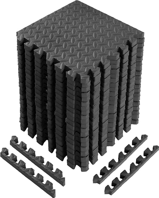 20 Tiles 12x12x1 Inch EVA Thick Interlocking Foam Floor Tiles Puzzle Exercise Mat Foam Mats for Pets Boys Girls Classroom Nursery Gym(Black)