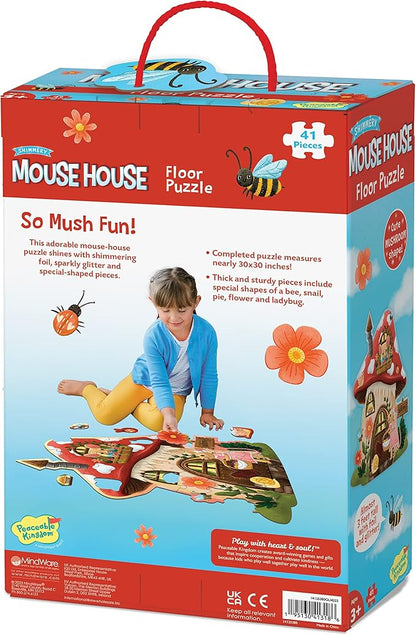 Peaceable Kingdom Giant Floor Puzzles with Uniquely Fun Shaped Pieces for Kids Ages 3+ Gifts for Girls and Boys - Mushroom House