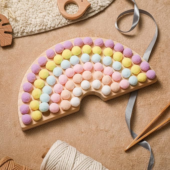 ibwaae Wooden Peg Board Beads Game Color Sorting Toys Counting Matching Game Bead Counting Fine Motor Skill Montessori Toys for Toddlers (Macaron Color)