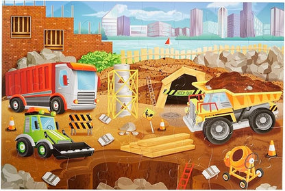 BLUE PANDA Construction Set - 48-Piece, 2 ft x 3 ft Floor Challenge - Preschool Learning & Hand Eye Coordination for Toddlers Ages 3-5