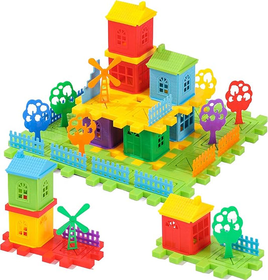 Waffle Blocks for Kids- 98 Piece Toddler Building Blocks -Excllent Interlocking Toys - Brightly Colored Toy Building Sets,House Toys and Games,Large Building Sets for Kids of All Ages