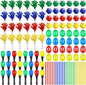 120 Pcs Musical Instruments Learning Percussion Toy Include 24 Plastic Egg Shakers 24 Hand Held Sand Hammers Maracas Rattle 24 Hand Clappers 24 Rhythm Sticks Wood Lummi Sticks 24 Finger Castanets