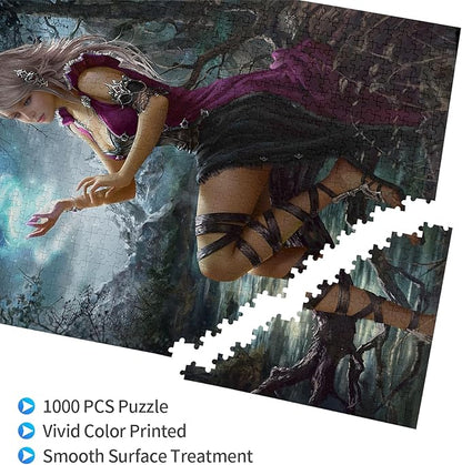 Challenge 1000 Pieces, Premium Quality Wooden Puzzles,Elves, Magical Girls.Brain Challenge Puzzle Game, Relaxation and Entertainment Activity Size: 29.5X19.7 in and 1:1 Original Picture Poster