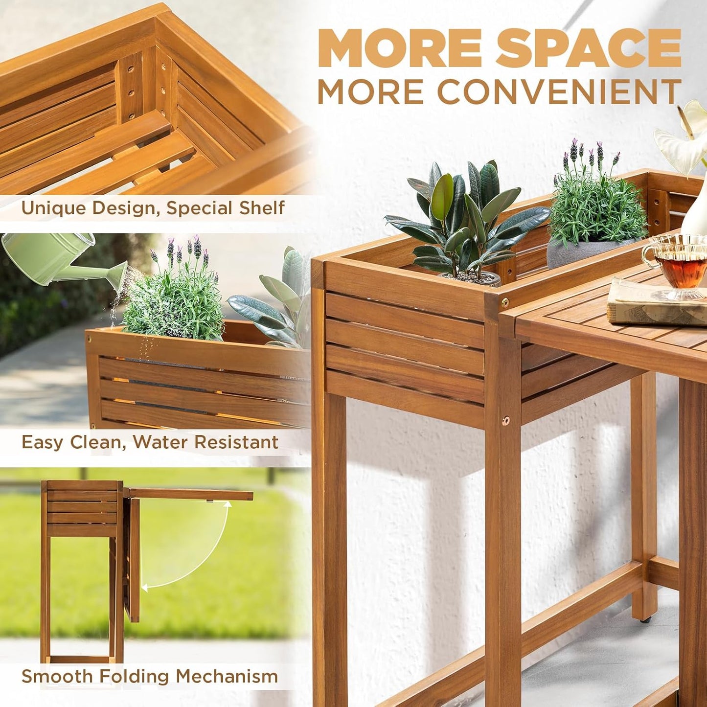 IDZO Flower Shelf Table Design Heavy Duty 400lbs Capacity Patio Bistro Set 3 Piece Outdoor