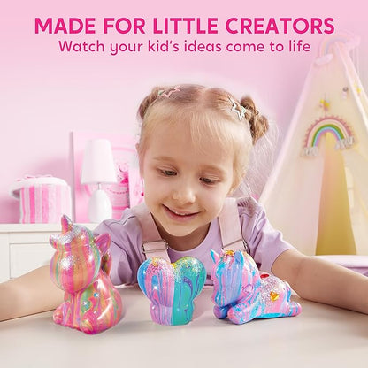 Klever Kits Glow in The Dark Unicorn Pouring Kit- Art and Crafts for Kids Aged 6+ Art Supply Toy, Kids Painting Kit, Unicorn Toy Birthday Gifts for Girls