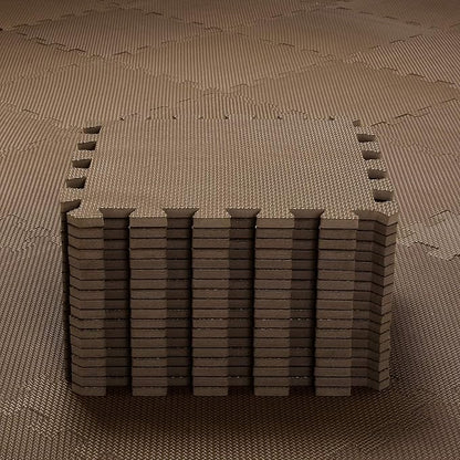 qqpp EVA Rubber 18 Tiles Interlocking Puzzle Foam Floor Mats - Baby Play Mat for Playing | Exercise Mat for Home Workout. Brown. QC-Fb18N