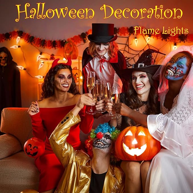 12.8Ft Christmas Lights Flickering Flame String Lights with 12 Pack Clear C7 Flame Light Bulbs（2 Spare）, Great for Indoor Outdoor Home Patio Party Christmas Decorations Lights, 1W, E12 Base