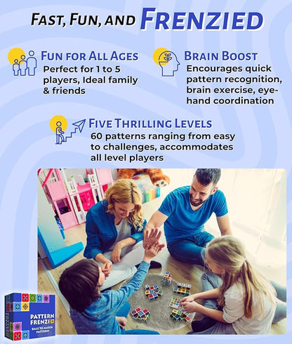 Pattern Matching Board Game for Kids & Adults, Family Night Board Games, Block Puzzle Games for Kids, Ages 3+ to 99 yrs, Play 1 to 5 Players, for Birthdays, Premium Quality Solid Wood