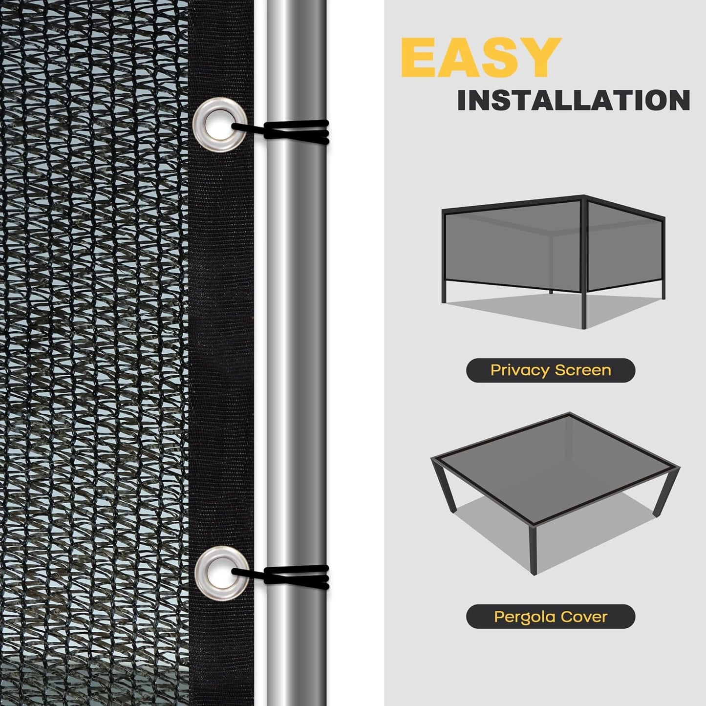 VICLLAX 30% Shade Cloth, 5x9FT Durable Black Mesh Trap with Every 3 FT Grommet, Sun Shade Fabric Netting for for Plants Cover, Greenhouse, Chicken Coop, Barn Kennel, Garden Patio