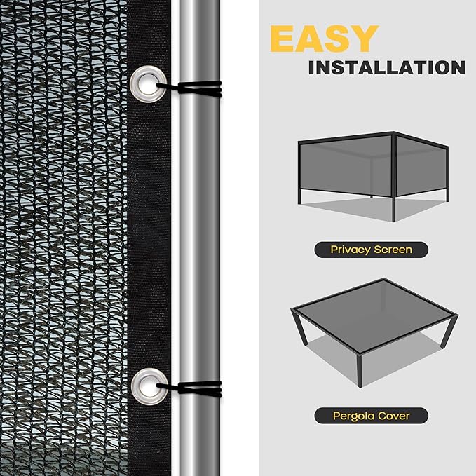 VICLLAX 90% Shade Cloth, 6x8FT Durable Black Mesh Trap with Every 3 FT Grommet, Sun Shade Fabric Netting for for Plants Cover, Greenhouse, Chicken Coop, Barn Kennel, Garden Patio