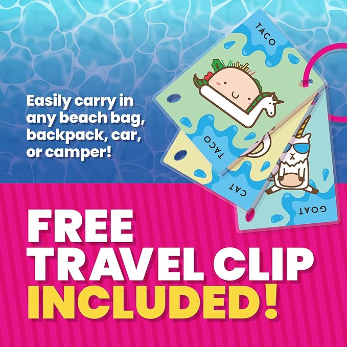 Taco Cat Goat Cheese Pizza Pool Edition Wildly Entertaining Waterproof Card Game for Outdoor Game Days | Easy to Play with 10 Minute Rounds | Fun for Kids, Teens, Adults, and Families | 2-8 Players