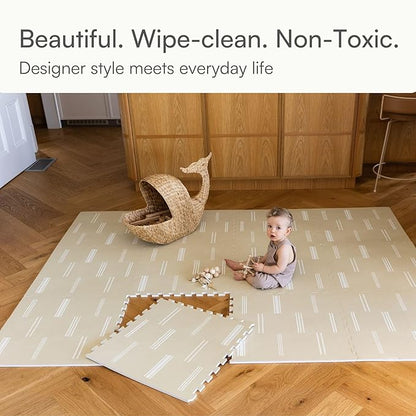 Lillefolk Baby Play Mat for Floor – 4x6ft Old White| Soft Non Toxic Premium EVA Foam Tiles for Tummy Time, Crawling & Playroom – Waterproof Interlocking Floor Mat for Babies & Toddlers (6 Tiles)