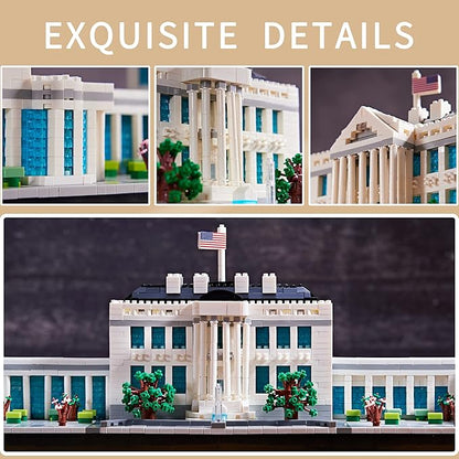 Gift Architecture: The White House Model Building Set - Engaging Micro Block Kit with 3520pcs - Perfect for Adults and Teens - Aesthetically Pleasing Collectible Gift