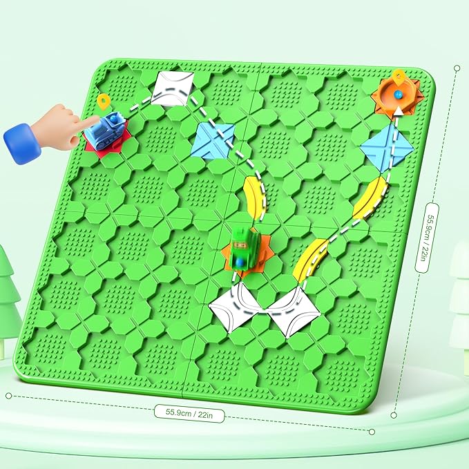 STEM Logic Road Builder Toys: Board Games Toys for 5 Year Old Kids Montessori Brain Teaser Puzzles Educational Learning Activities Toy for Kid Ages 3 4 6-8 12 Boys Girls Gifts (Green, 50PCS)
