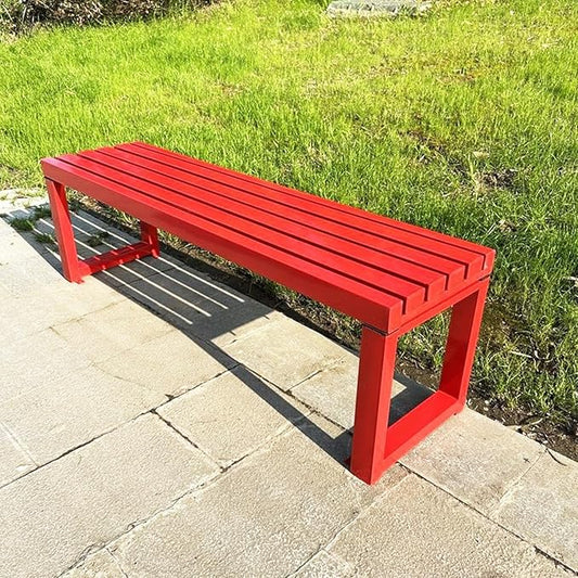 Weatherproof Metal Dining Bench, Outdoor Bench Backless Patio Bench 2-Person Farmhouse Bench Garden Bench for Kitchen, Living Room, Entryway(Red,40in)