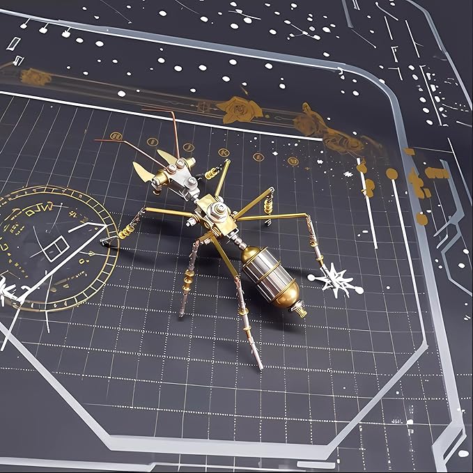 3D Steampunk Mechanical Insect Puzzle Kit - DIY Metal Assembly Model for Adults, Unique Retro Brass Sculpture Craft for Home Office Decoration (Ant B)